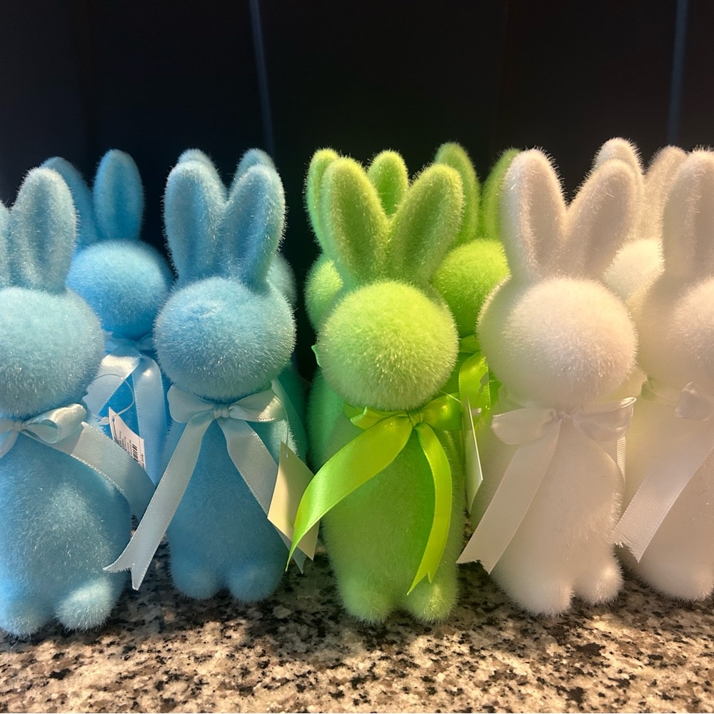 10 Colorful Fuzzy Bunny Decor Set